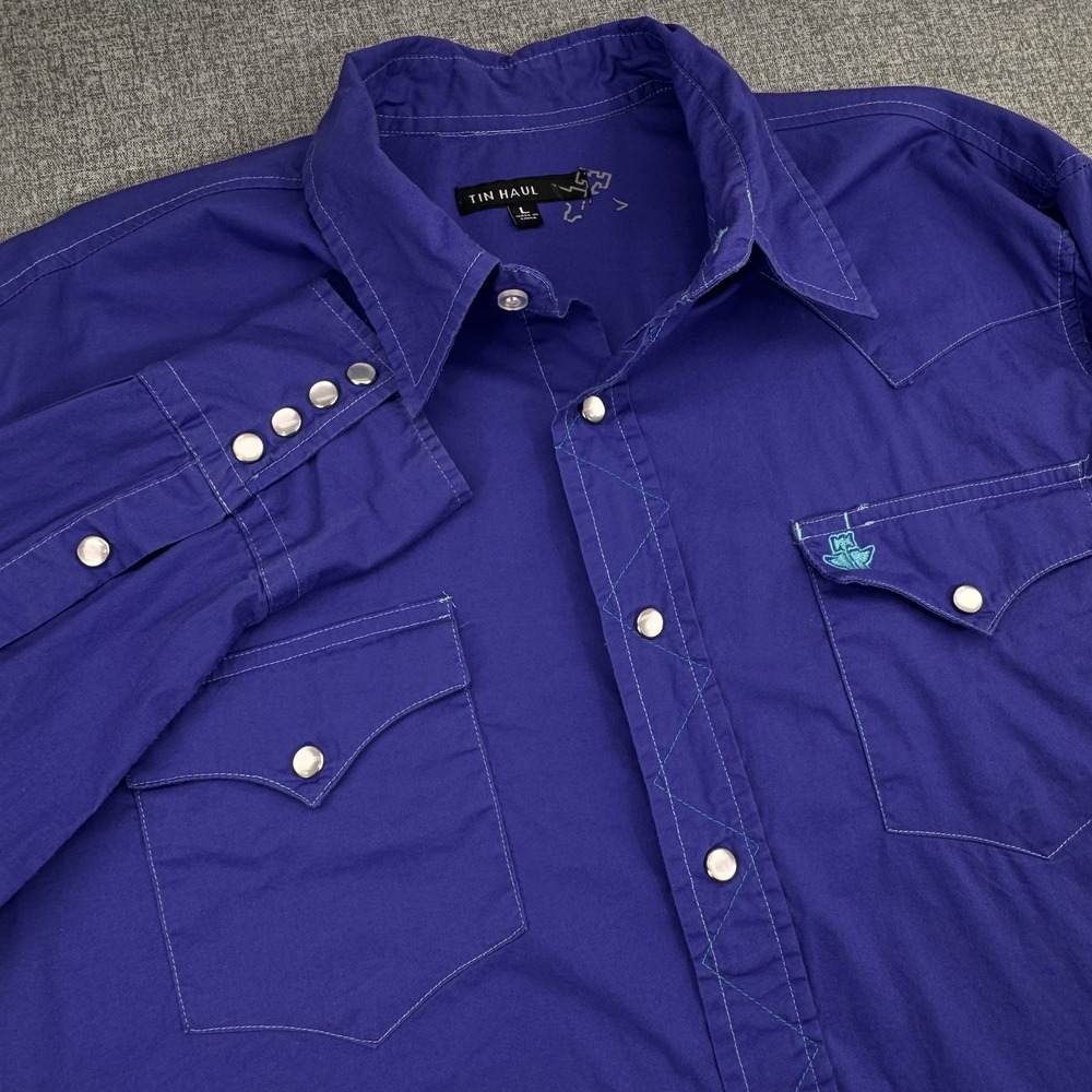 Tin Haul Pearl Snap Western Shirt Men's Long Sleeve Purple Size Large